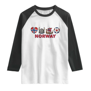 Norwegian Pride Raglan Shirt Norway Soccer Football Supporter Gift TS12 White Black Print Your Wear