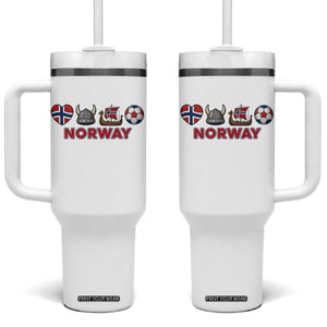 Norwegian Pride Tumbler With Handle Norway Soccer Football Supporter Gift TS12 One Size: 40 oz White Print Your Wear
