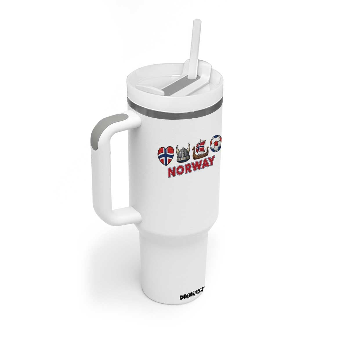 Norwegian Pride Tumbler With Handle Norway Soccer Football Supporter Gift TS12 Print Your Wear