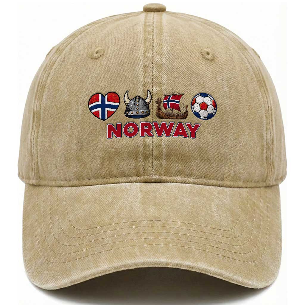 Norwegian Pride Washed Cotton Baseball Cap Norway Soccer Football Supporter Gift TS12 Print Your Wear