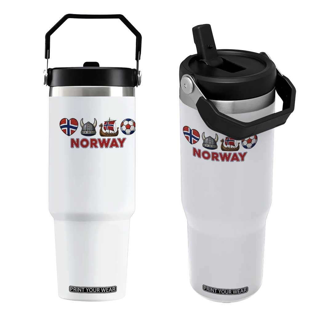 Norwegian Pride Flip Straw Tumbler Norway Soccer Football Supporter Gift TS12 One Size: 30 oz White Print Your Wear