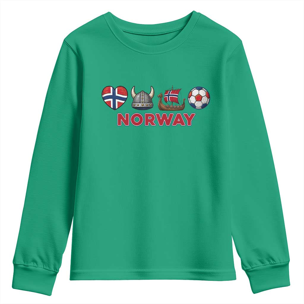 Norwegian Pride Youth Sweatshirt Norway Soccer Football Supporter Gift TS12 Irish Green Print Your Wear