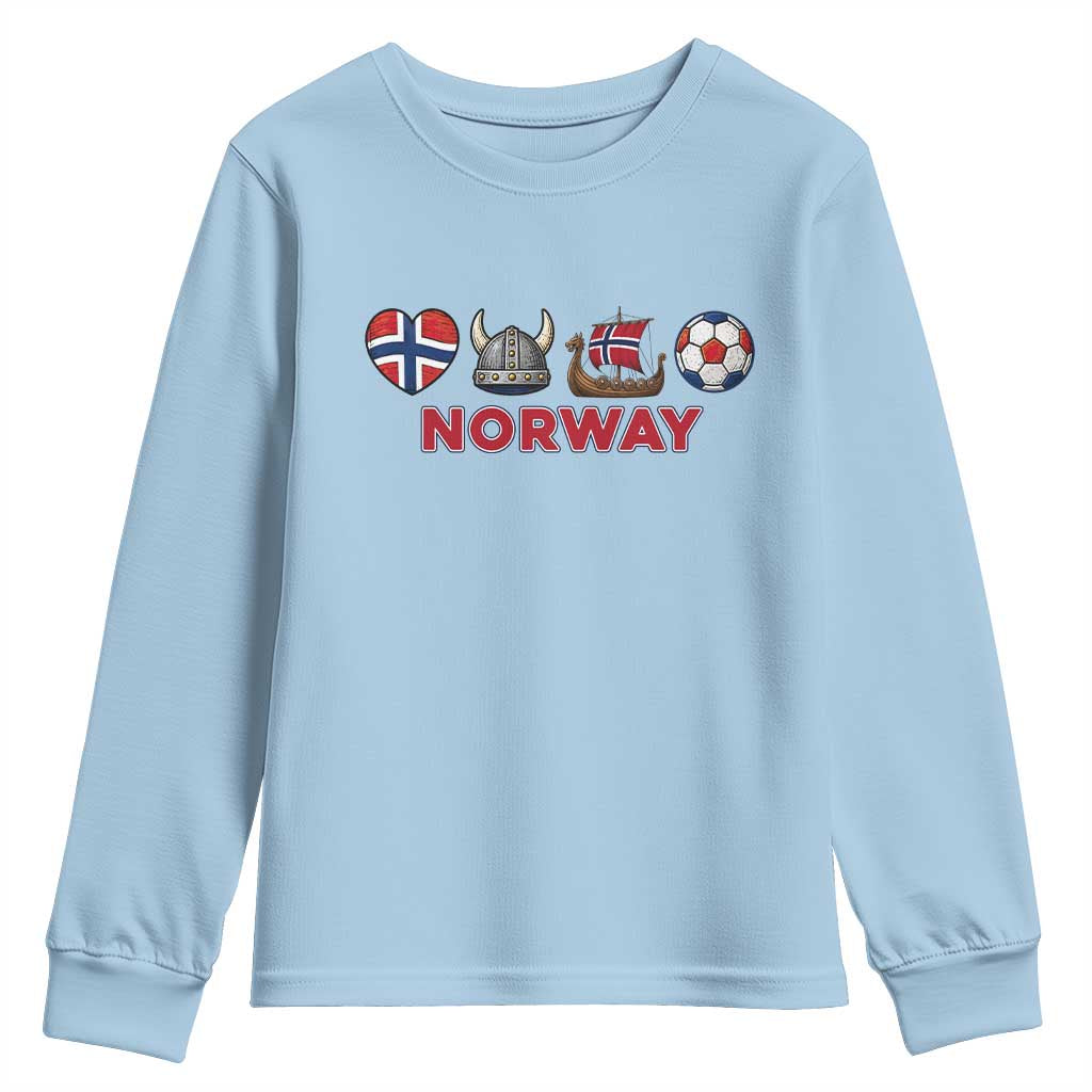 Norwegian Pride Youth Sweatshirt Norway Soccer Football Supporter Gift TS12 Light Blue Print Your Wear