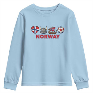 Norwegian Pride Youth Sweatshirt Norway Soccer Football Supporter Gift TS12 Light Blue Print Your Wear