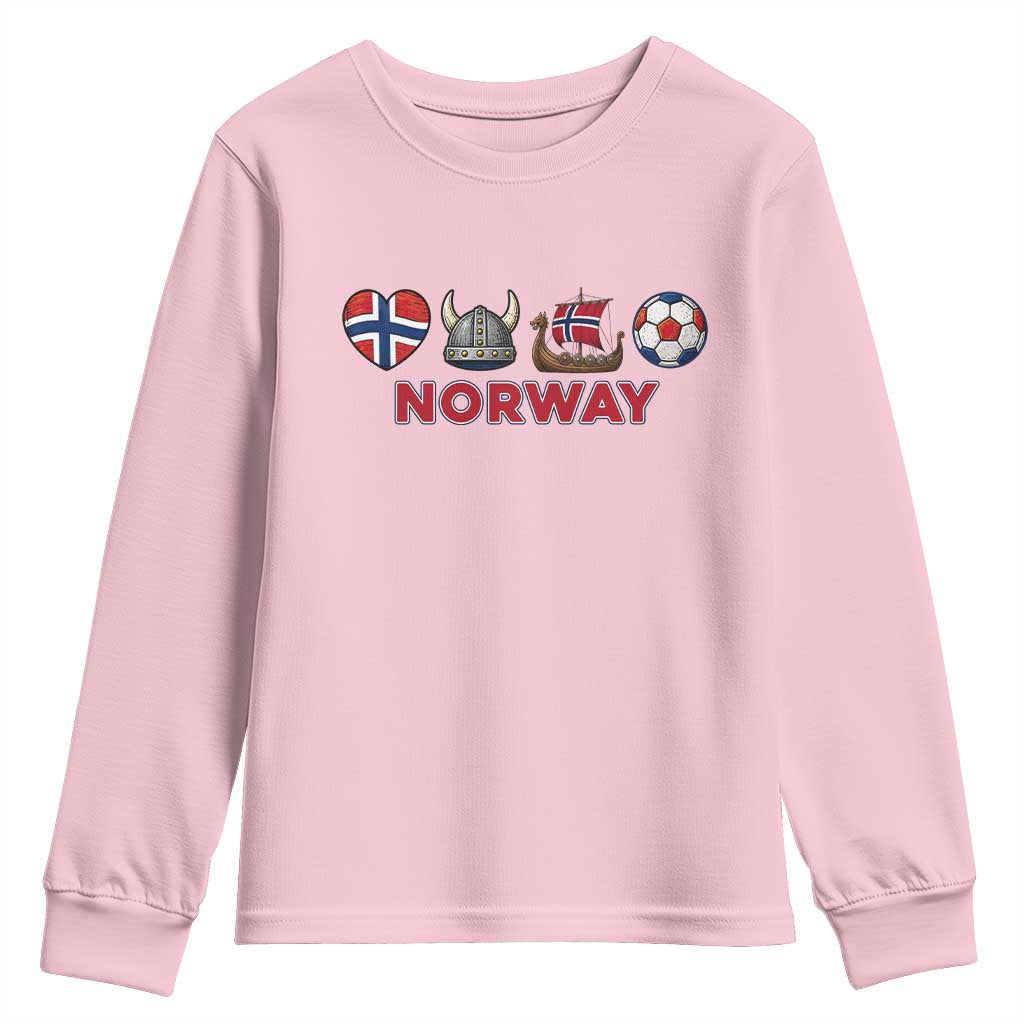 Norwegian Pride Youth Sweatshirt Norway Soccer Football Supporter Gift TS12 Light Pink Print Your Wear