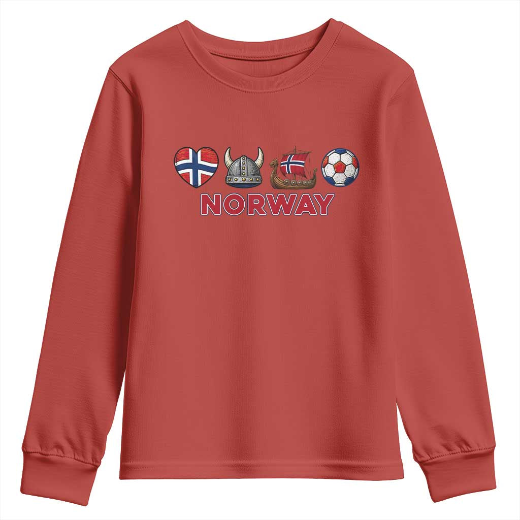 Norwegian Pride Youth Sweatshirt Norway Soccer Football Supporter Gift TS12 Red Print Your Wear