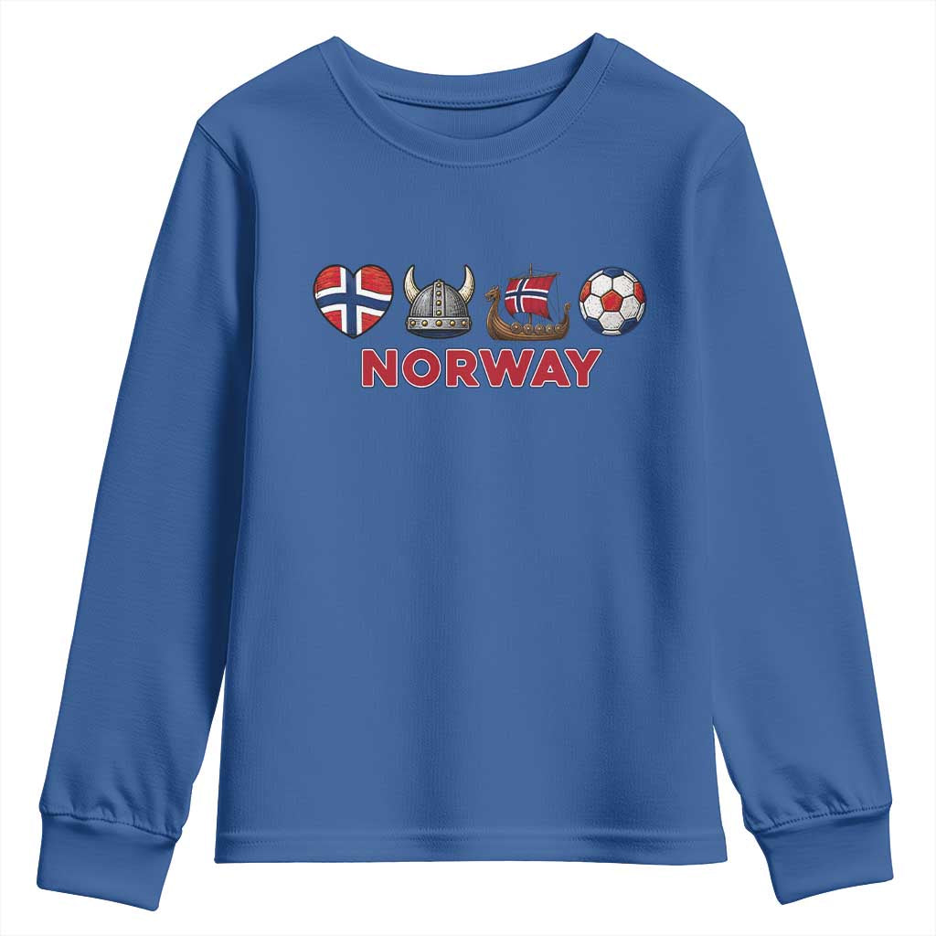 Norwegian Pride Youth Sweatshirt Norway Soccer Football Supporter Gift TS12 Royal Blue Print Your Wear