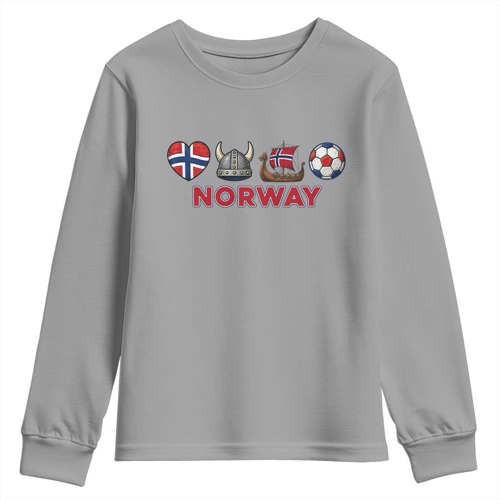 Norwegian Pride Youth Sweatshirt Norway Soccer Football Supporter Gift TS12 Sport Gray Print Your Wear