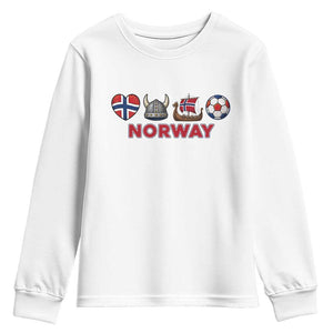 Norwegian Pride Youth Sweatshirt Norway Soccer Football Supporter Gift TS12 White Print Your Wear