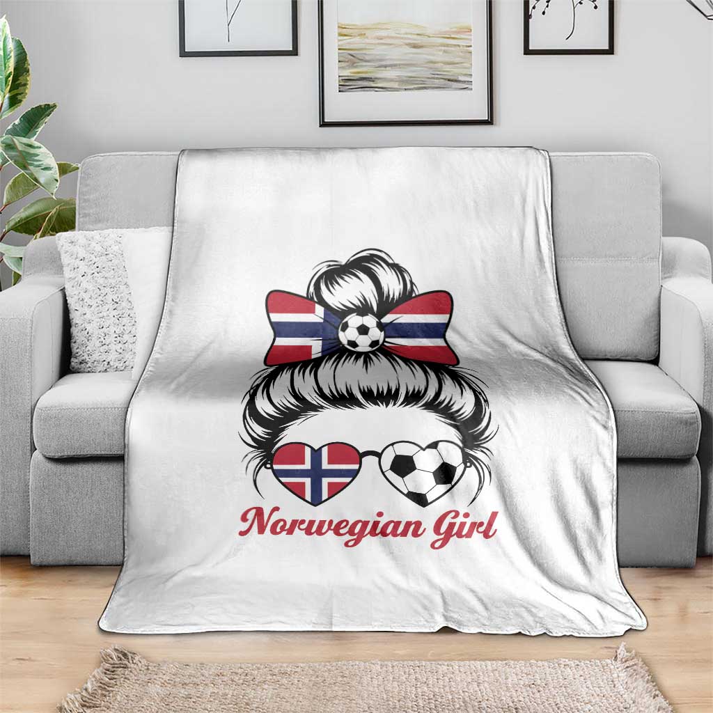 Norwegian Soccer Girl Throw Blanket Messy Bun Sunglasses Football Fan TS12 Print Your Wear