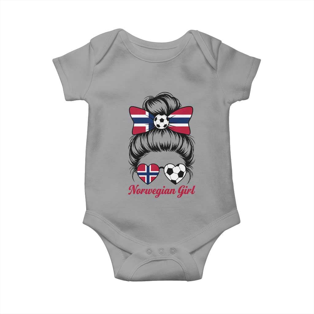 Norwegian Soccer Girl Baby Onesie Messy Bun Sunglasses Football Fan TS12 Sport Gray Print Your Wear