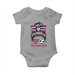 Norwegian Soccer Girl Baby Onesie Messy Bun Sunglasses Football Fan TS12 Sport Gray Print Your Wear