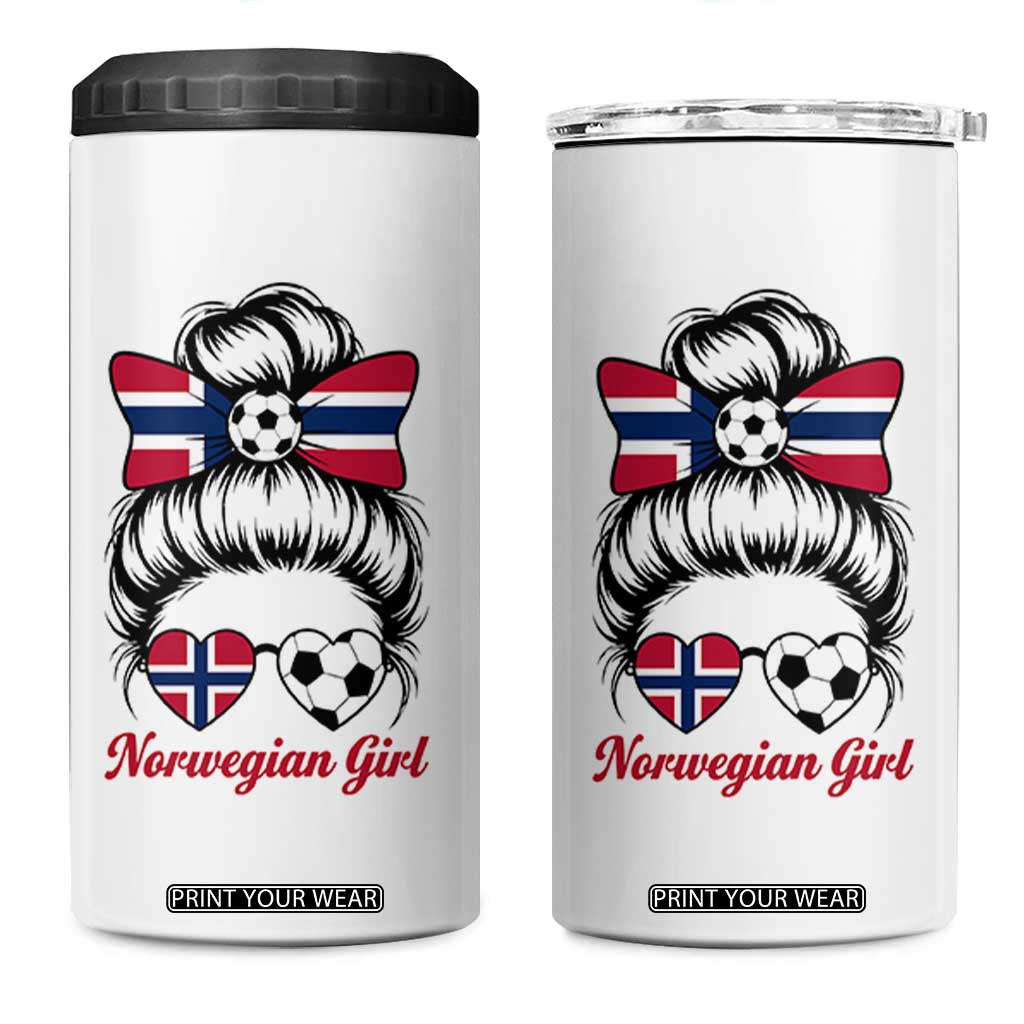 Norwegian Soccer Girl 4 in 1 Can Cooler Tumbler Messy Bun Sunglasses Football Fan TS12 One Size: 16 oz White Print Your Wear