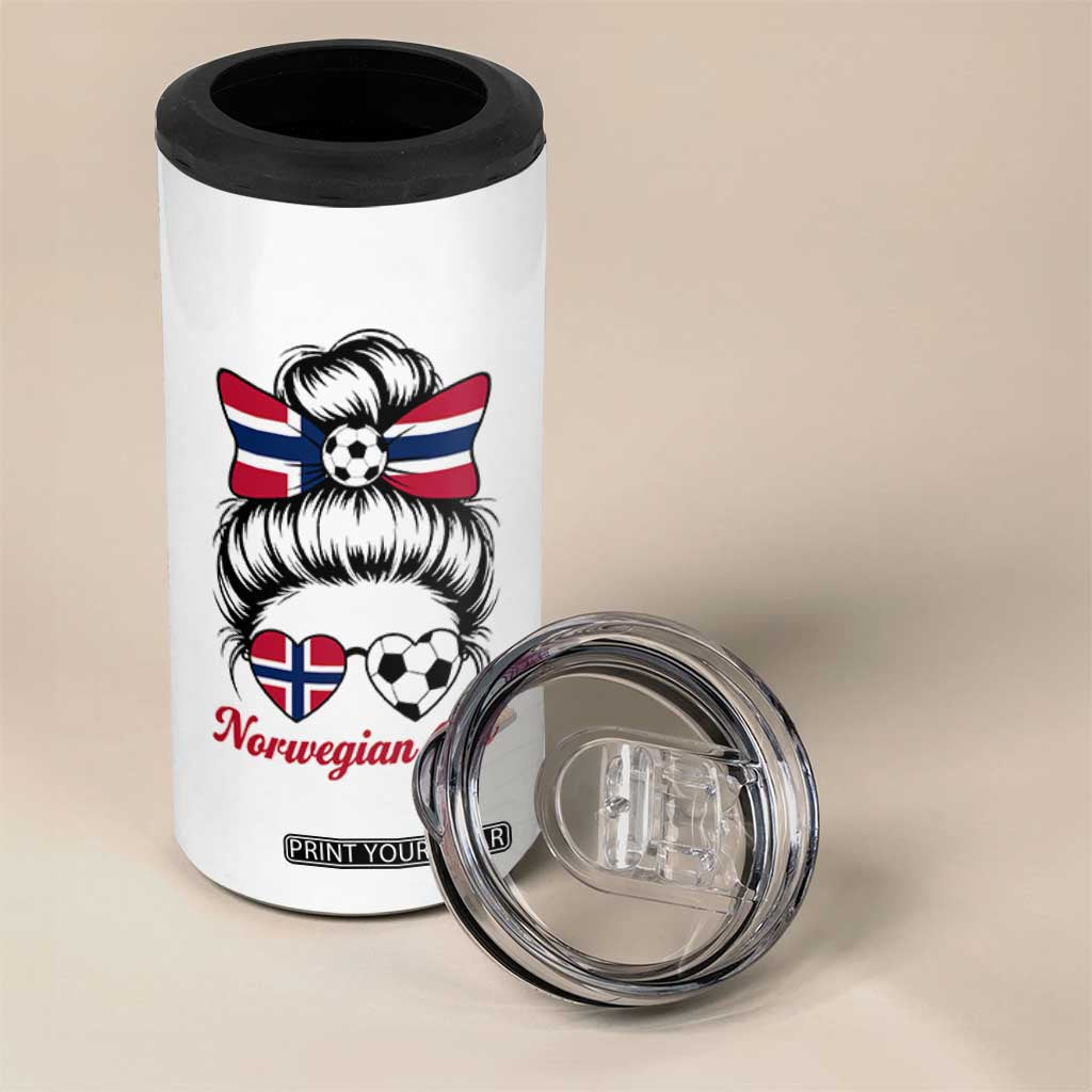 Norwegian Soccer Girl 4 in 1 Can Cooler Tumbler Messy Bun Sunglasses Football Fan TS12 Print Your Wear