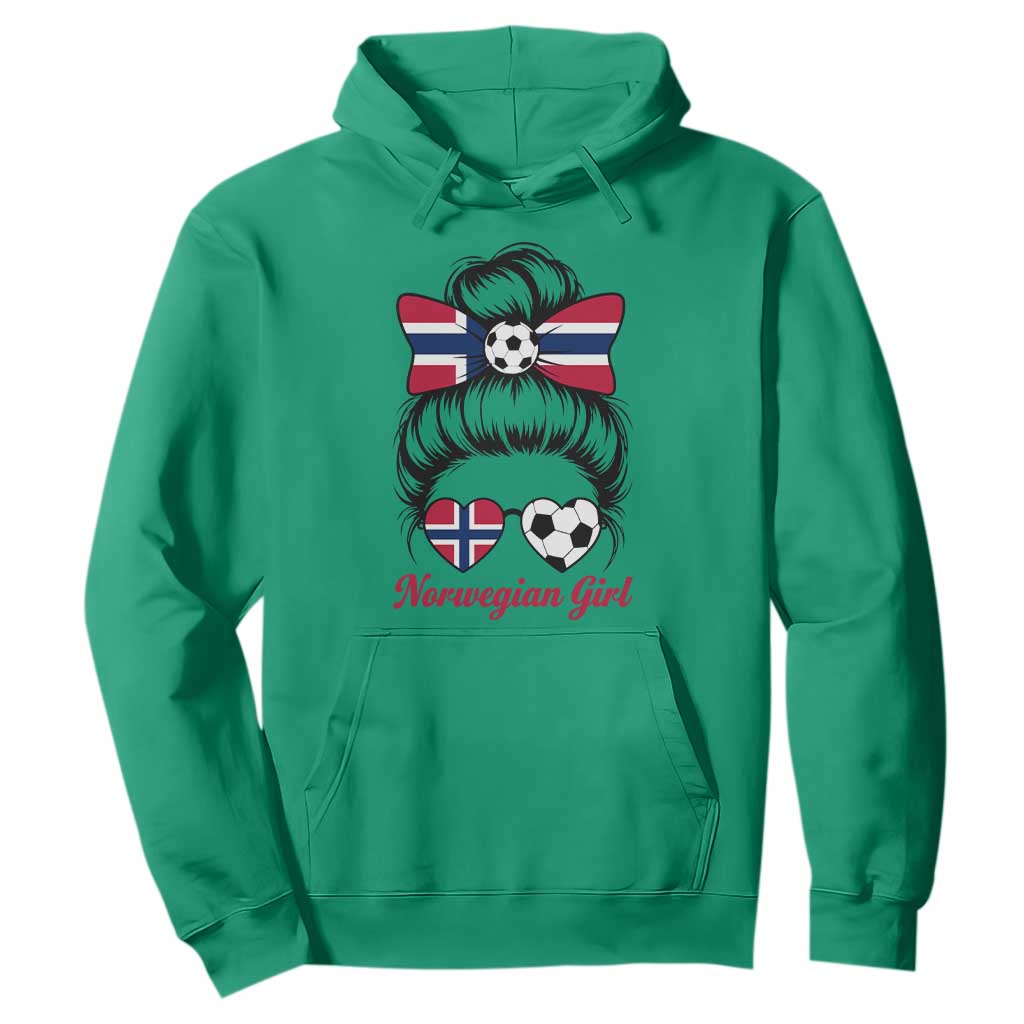 Norwegian Soccer Girl Hoodie Messy Bun Sunglasses Football Fan TS12 Irish Green Print Your Wear