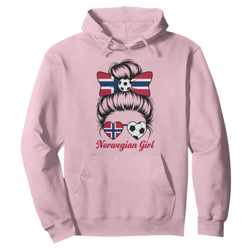 Norwegian Soccer Girl Hoodie Messy Bun Sunglasses Football Fan TS12 Light Pink Print Your Wear