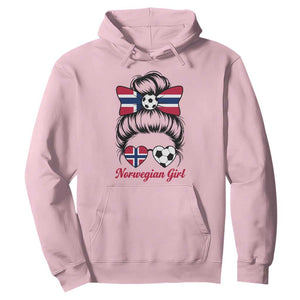 Norwegian Soccer Girl Hoodie Messy Bun Sunglasses Football Fan TS12 Light Pink Print Your Wear