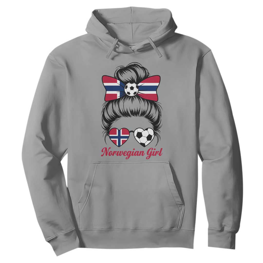 Norwegian Soccer Girl Hoodie Messy Bun Sunglasses Football Fan TS12 Sport Gray Print Your Wear