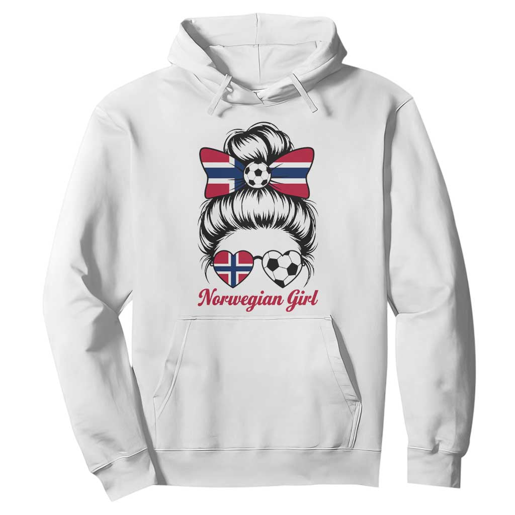 Norwegian Soccer Girl Hoodie Messy Bun Sunglasses Football Fan TS12 White Print Your Wear