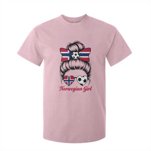 Norwegian Soccer Girl T Shirt For Kid Messy Bun Sunglasses Football Fan TS12 Light Pink Print Your Wear