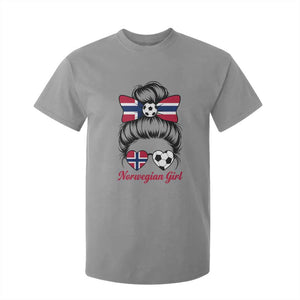 Norwegian Soccer Girl T Shirt For Kid Messy Bun Sunglasses Football Fan TS12 Sport Gray Print Your Wear