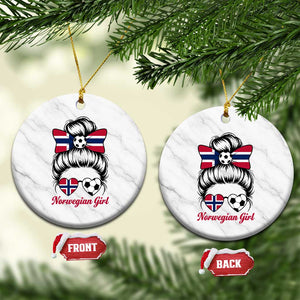 Norwegian Soccer Girl Ceramic Ornament Messy Bun Sunglasses Football Fan TS12 1pc White Marble Print Your Wear