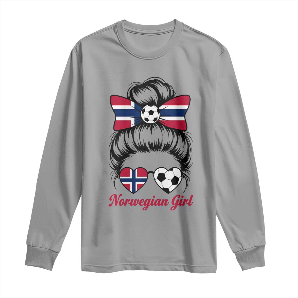 Norwegian Soccer Girl Long Sleeve Shirt Messy Bun Sunglasses Football Fan TS12 Sport Gray Print Your Wear