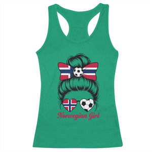 Norwegian Soccer Girl Racerback Tank Top Messy Bun Sunglasses Football Fan TS12 Irish Green Print Your Wear