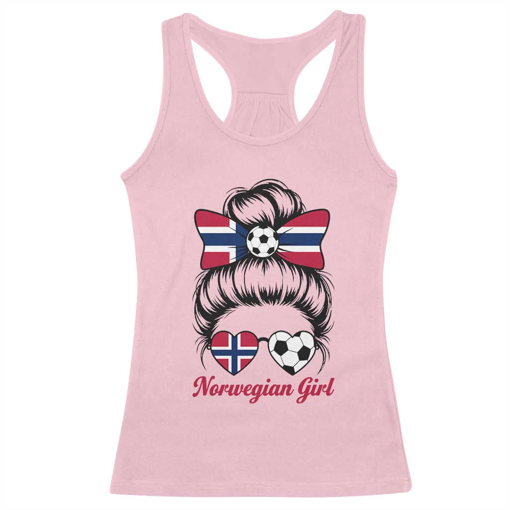 Norwegian Soccer Girl Racerback Tank Top Messy Bun Sunglasses Football Fan TS12 Light Pink Print Your Wear