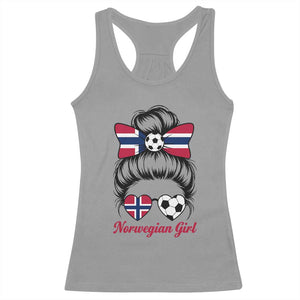 Norwegian Soccer Girl Racerback Tank Top Messy Bun Sunglasses Football Fan TS12 Sport Gray Print Your Wear