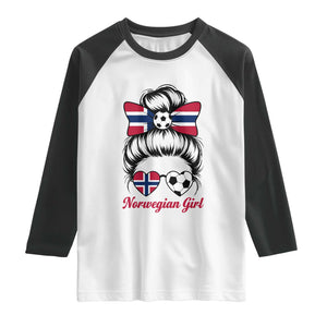 Norwegian Soccer Girl Raglan Shirt Messy Bun Sunglasses Football Fan TS12 White Black Print Your Wear