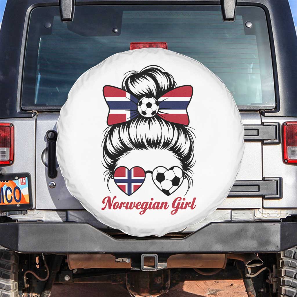 Norwegian Soccer Girl Spare Tire Cover Messy Bun Sunglasses Football Fan TS12 No hole White Print Your Wear