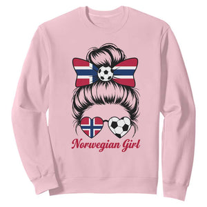 Norwegian Soccer Girl Sweatshirt Messy Bun Sunglasses Football Fan TS12 Light Pink Print Your Wear
