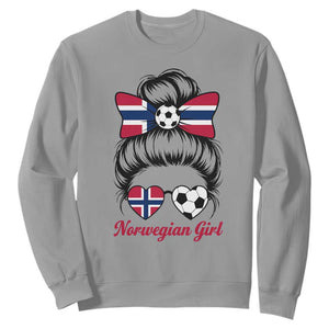 Norwegian Soccer Girl Sweatshirt Messy Bun Sunglasses Football Fan TS12 Sport Gray Print Your Wear