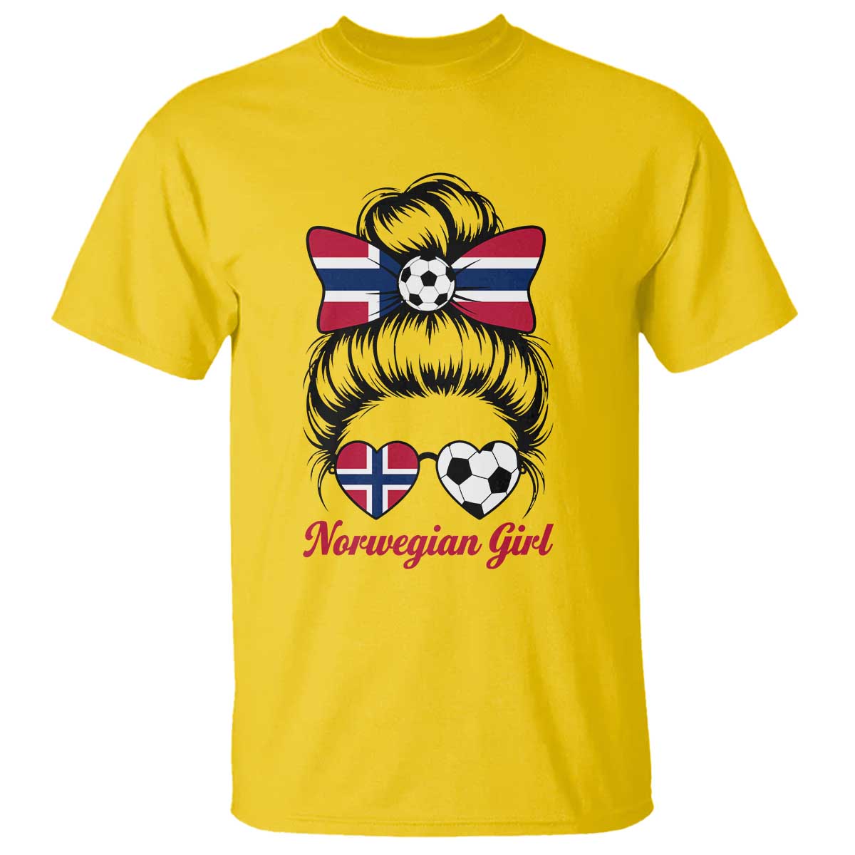 Norwegian Soccer Girl T Shirt Messy Bun Sunglasses Football Fan TS12 Daisy Print Your Wear