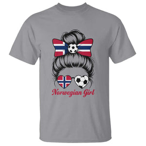 Norwegian Soccer Girl T Shirt Messy Bun Sunglasses Football Fan TS12 Sport Gray Print Your Wear