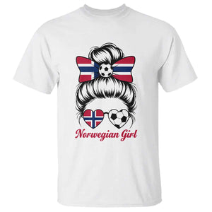 Norwegian Soccer Girl T Shirt Messy Bun Sunglasses Football Fan TS12 White Print Your Wear