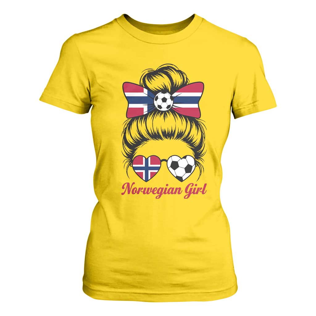 Norwegian Soccer Girl T Shirt For Women Messy Bun Sunglasses Football Fan TS12 Daisy Print Your Wear