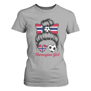 Norwegian Soccer Girl T Shirt For Women Messy Bun Sunglasses Football Fan TS12 Sport Gray Print Your Wear