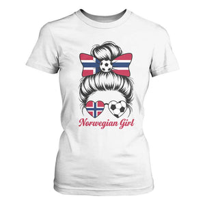 Norwegian Soccer Girl T Shirt For Women Messy Bun Sunglasses Football Fan TS12 White Print Your Wear