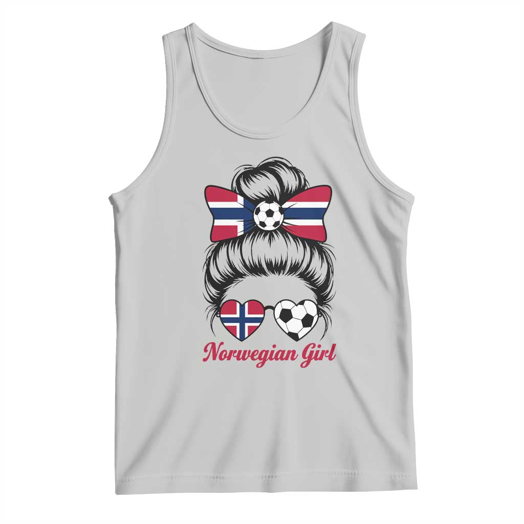 Norwegian Soccer Girl Tank Top Messy Bun Sunglasses Football Fan TS12 Ash Print Your Wear