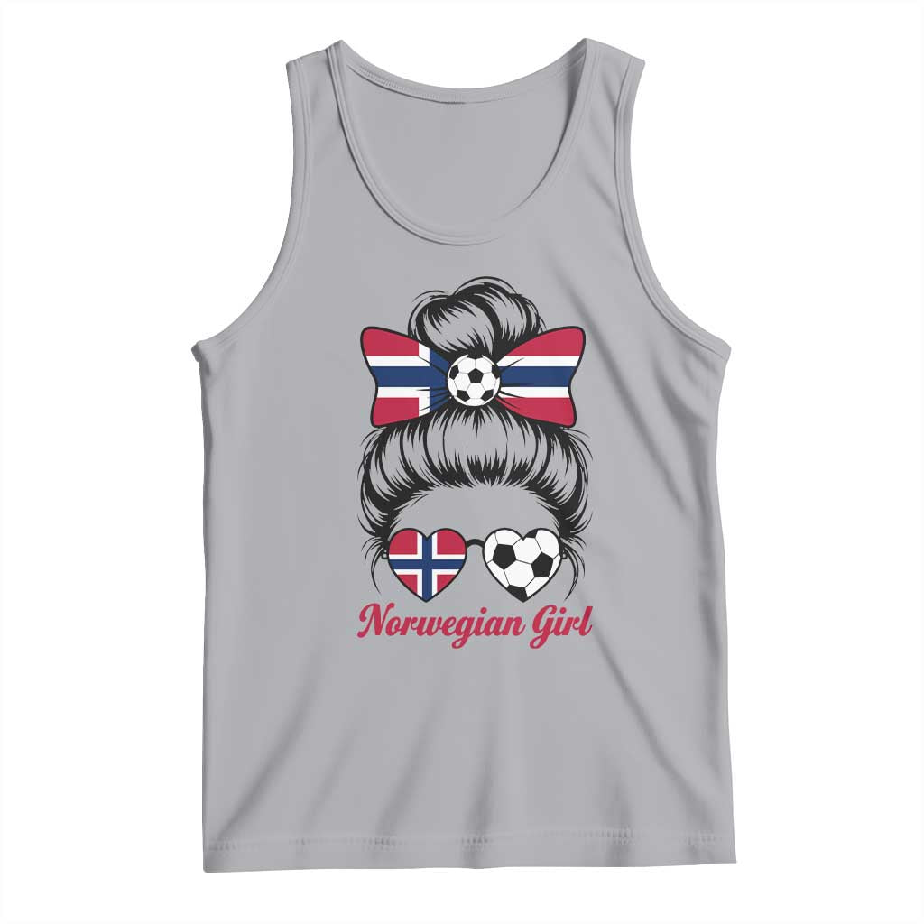 Norwegian Soccer Girl Tank Top Messy Bun Sunglasses Football Fan TS12 Athletic Heather Print Your Wear