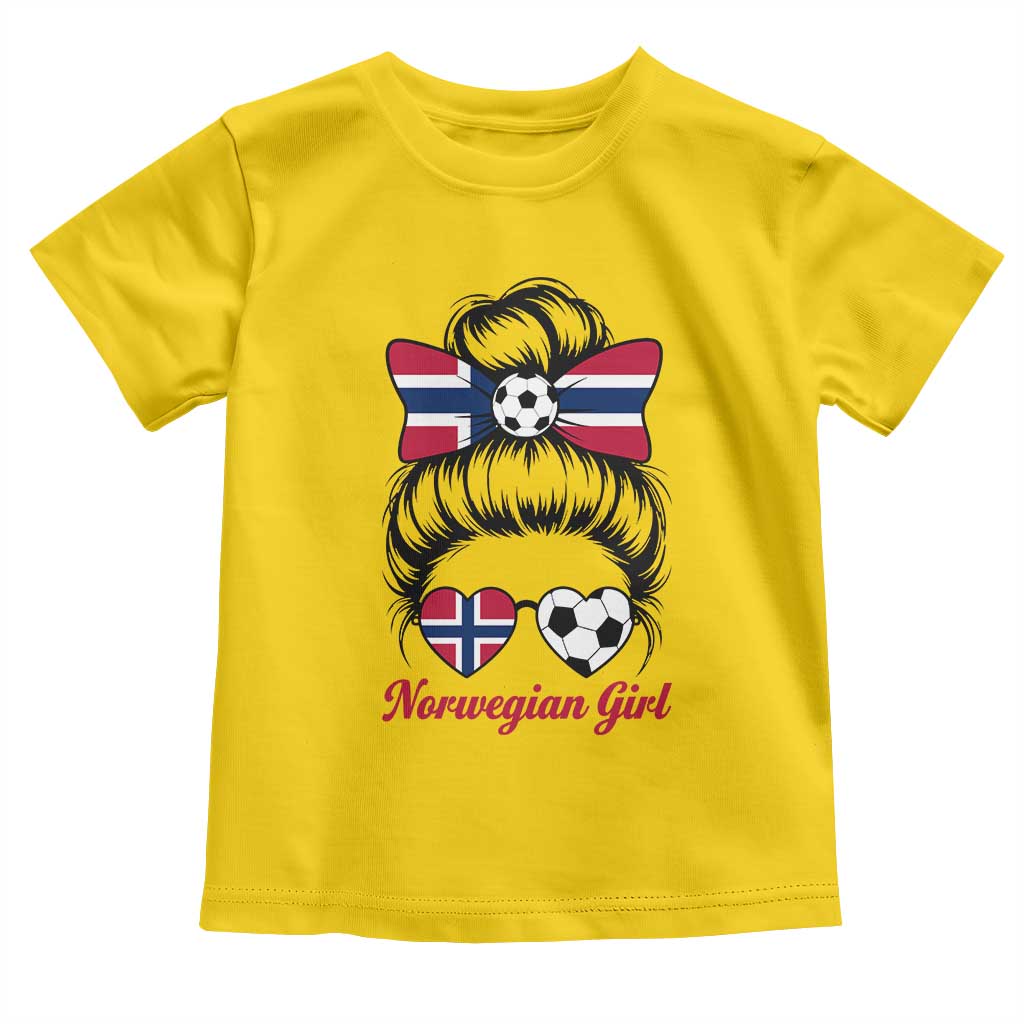 Norwegian Soccer Girl Toddler T Shirt Messy Bun Sunglasses Football Fan TS12 Daisy Print Your Wear
