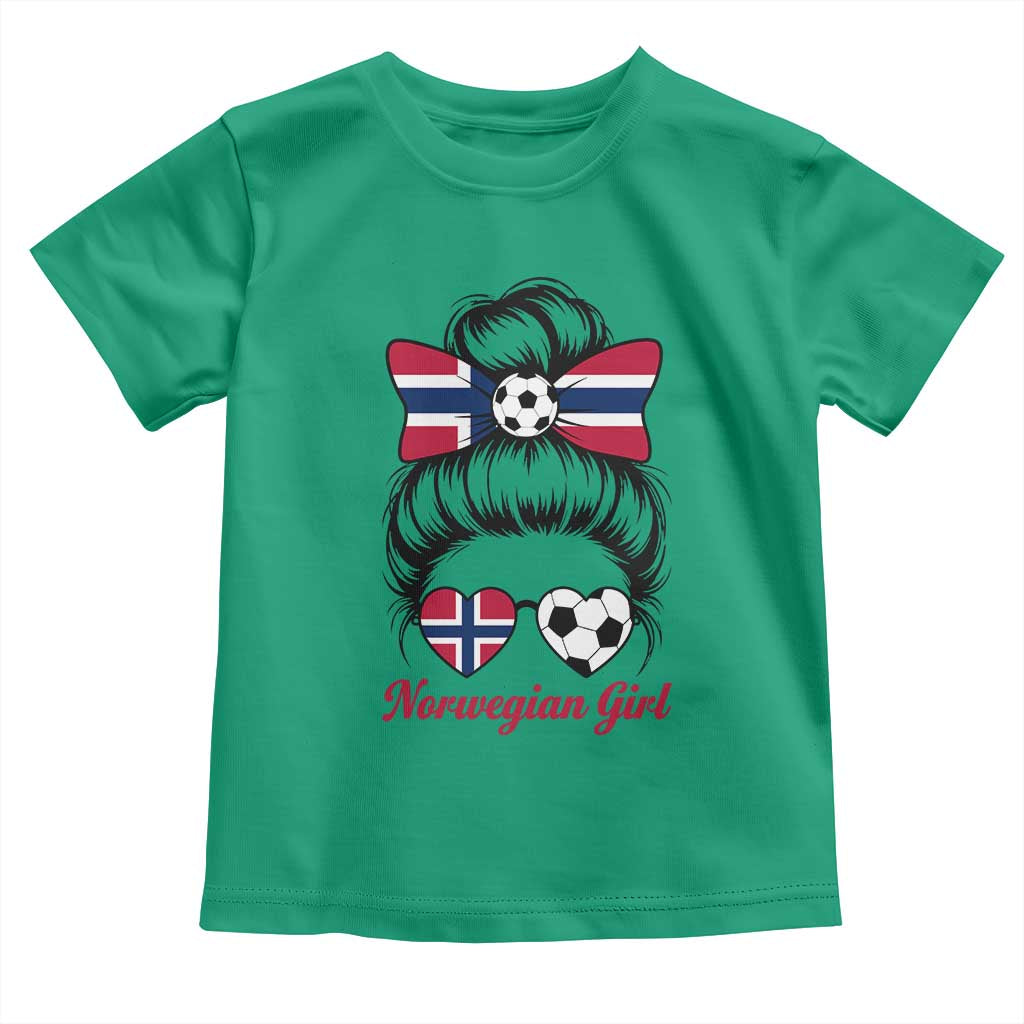 Norwegian Soccer Girl Toddler T Shirt Messy Bun Sunglasses Football Fan TS12 Irish Green Print Your Wear