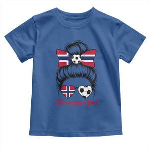 Norwegian Soccer Girl Toddler T Shirt Messy Bun Sunglasses Football Fan TS12 Royal Blue Print Your Wear
