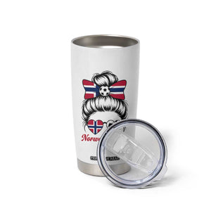 Norwegian Soccer Girl Tumbler Cup Messy Bun Sunglasses Football Fan TS12 Print Your Wear