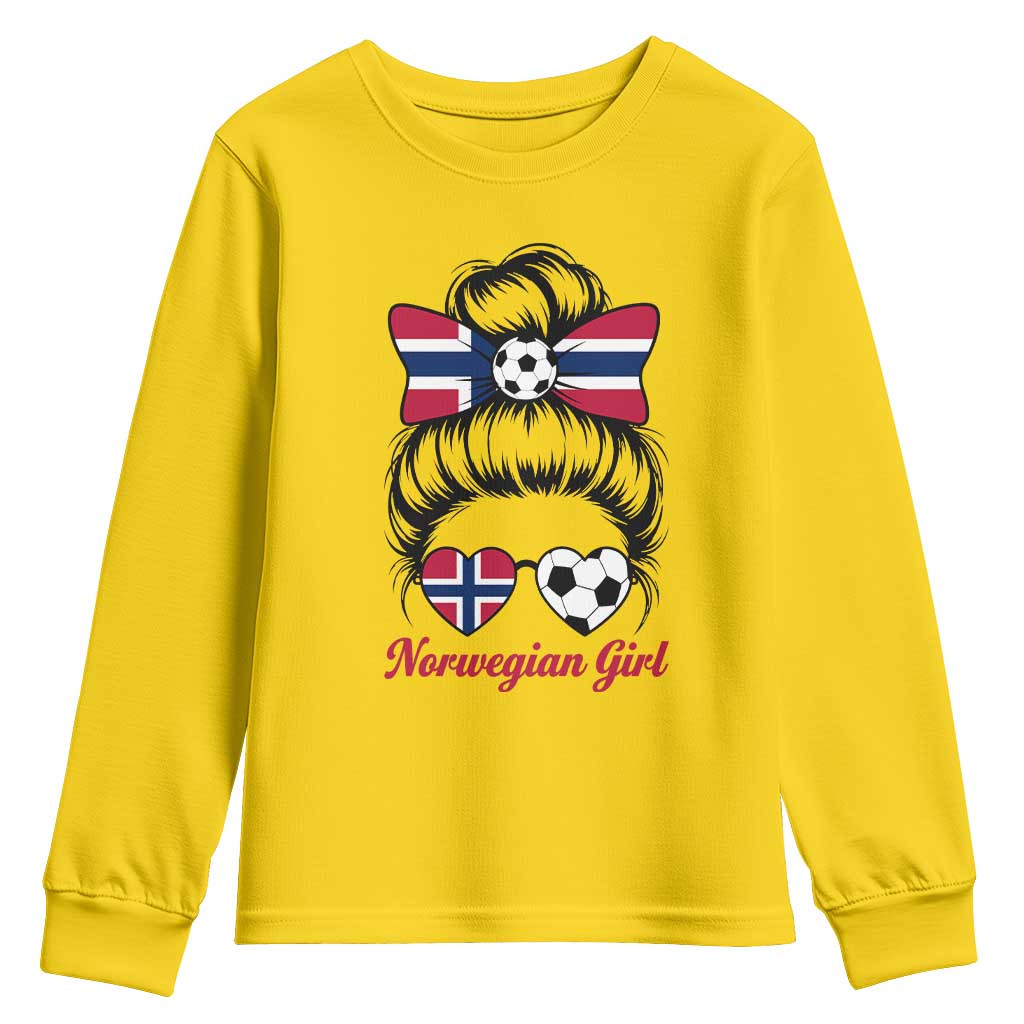 Norwegian Soccer Girl Youth Sweatshirt Messy Bun Sunglasses Football Fan TS12 Daisy Print Your Wear