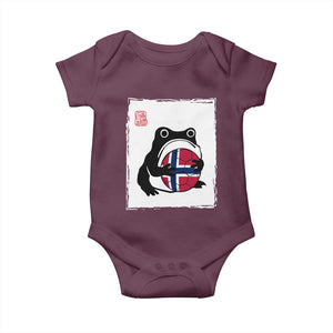 Grumpy Frog Norway Soccer Fan Baby Onesie Japanese Style Match Day TS12 Maroon Print Your Wear