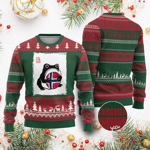Grumpy Frog Norway Soccer Fan Ugly Christmas Sweater Japanese Style Match Day TS12 Red Green Print Your Wear