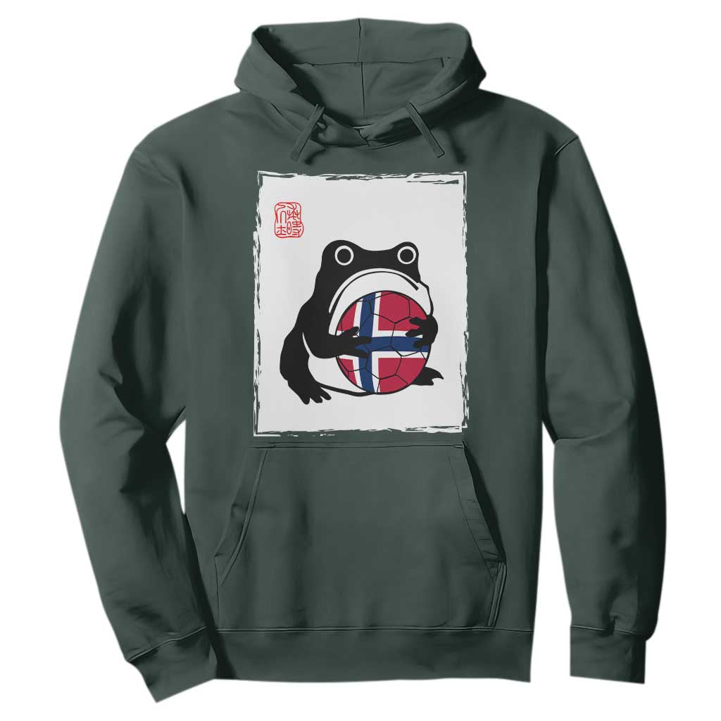 Grumpy Frog Norway Soccer Fan Hoodie Japanese Style Match Day TS12 Dark Forest Green Print Your Wear